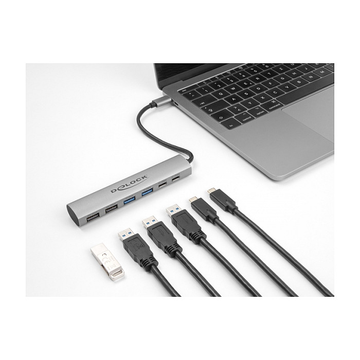 Adapter USB DELOCK 6-Port Hub / 4x USB Type-A + 2x USB Type-C thumbnail 2