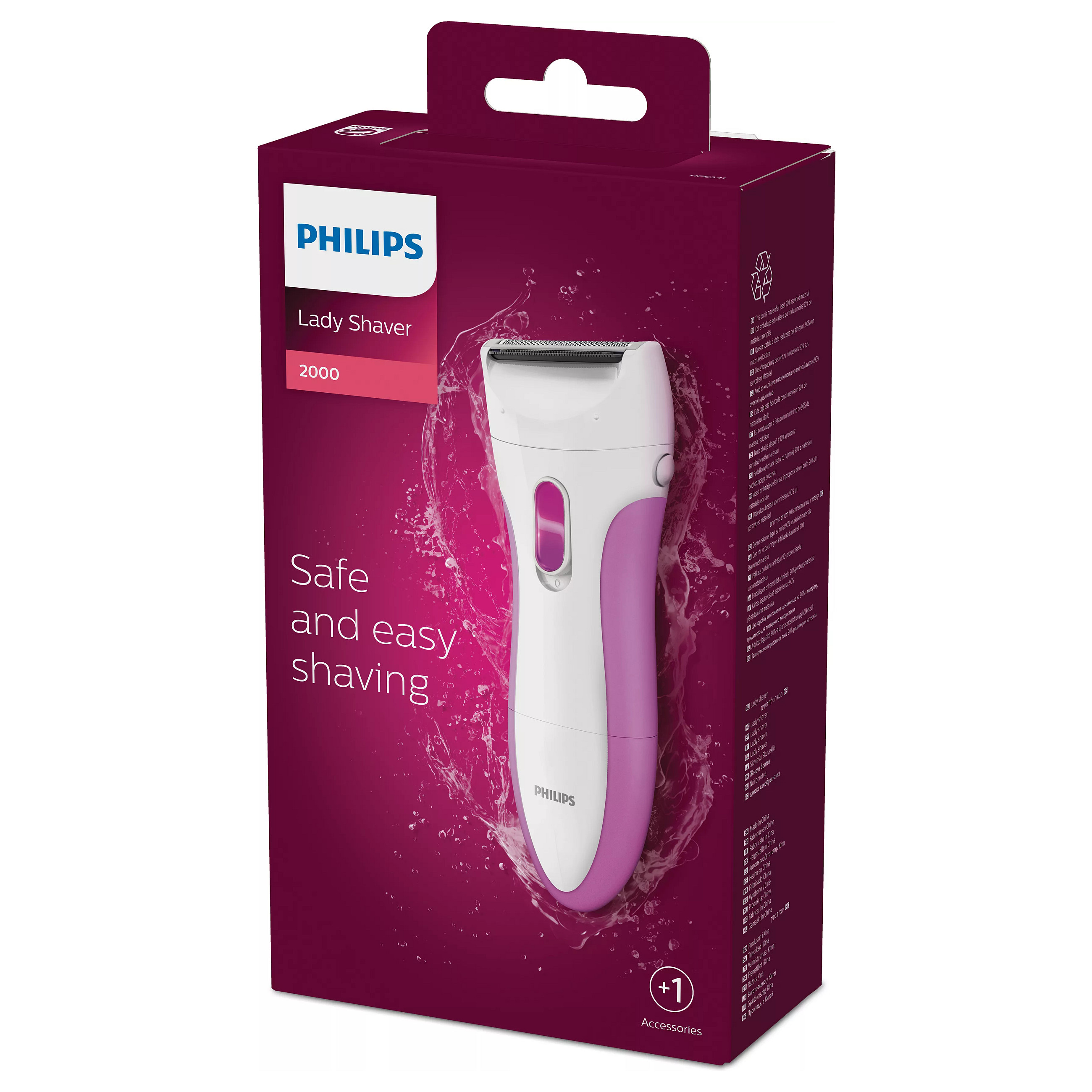 Makinë depilimi Philips SatinShave Essential HP6341/00, Wet & Dry, Pa Kabllo, 2 × AA – Bardhë/Rozë 2