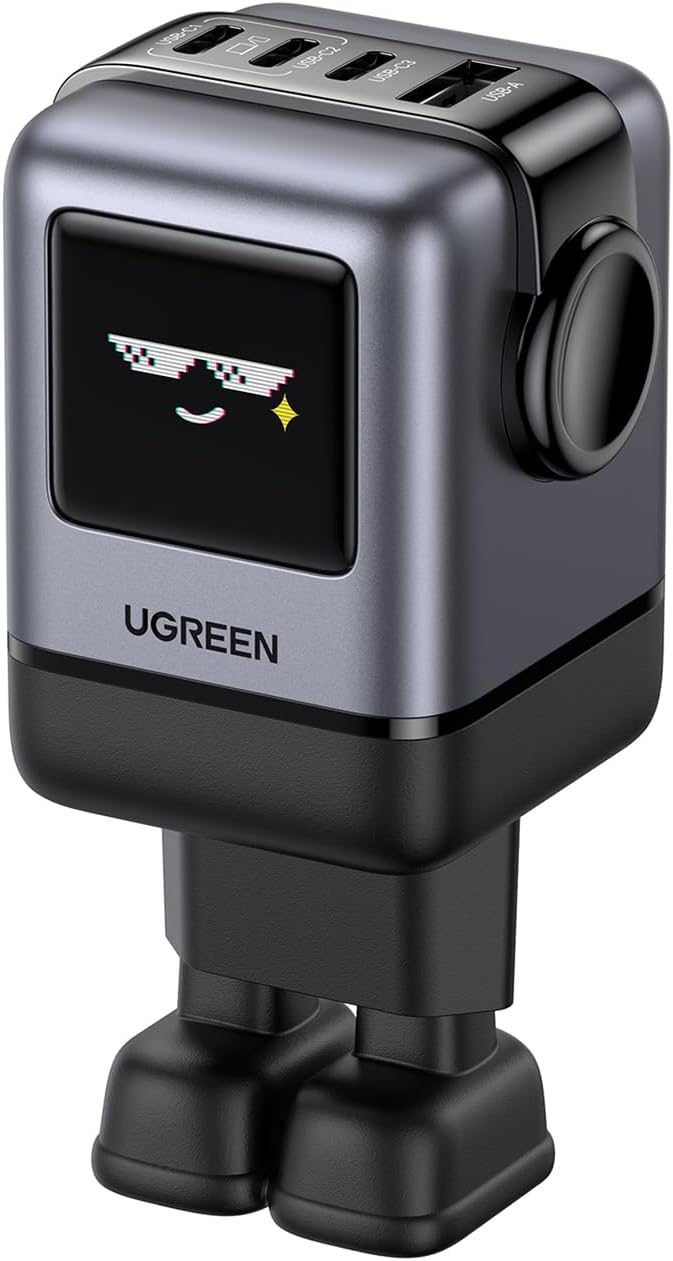 Adapter UGREEN Nexode Pro 65620 / 100W / 4x USB-C / USB-A / GaN / Smart Display / Touch Control - Gri 8
