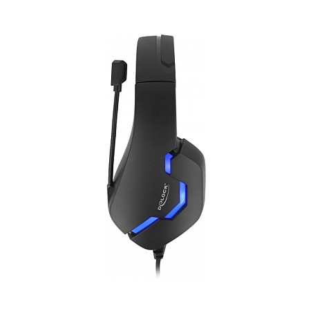 Kufje Gaming DeLOCK 27182 / Wired / 3.5mm / 40mm / Mikrofon / LED Blu - Zezë/Blu 3