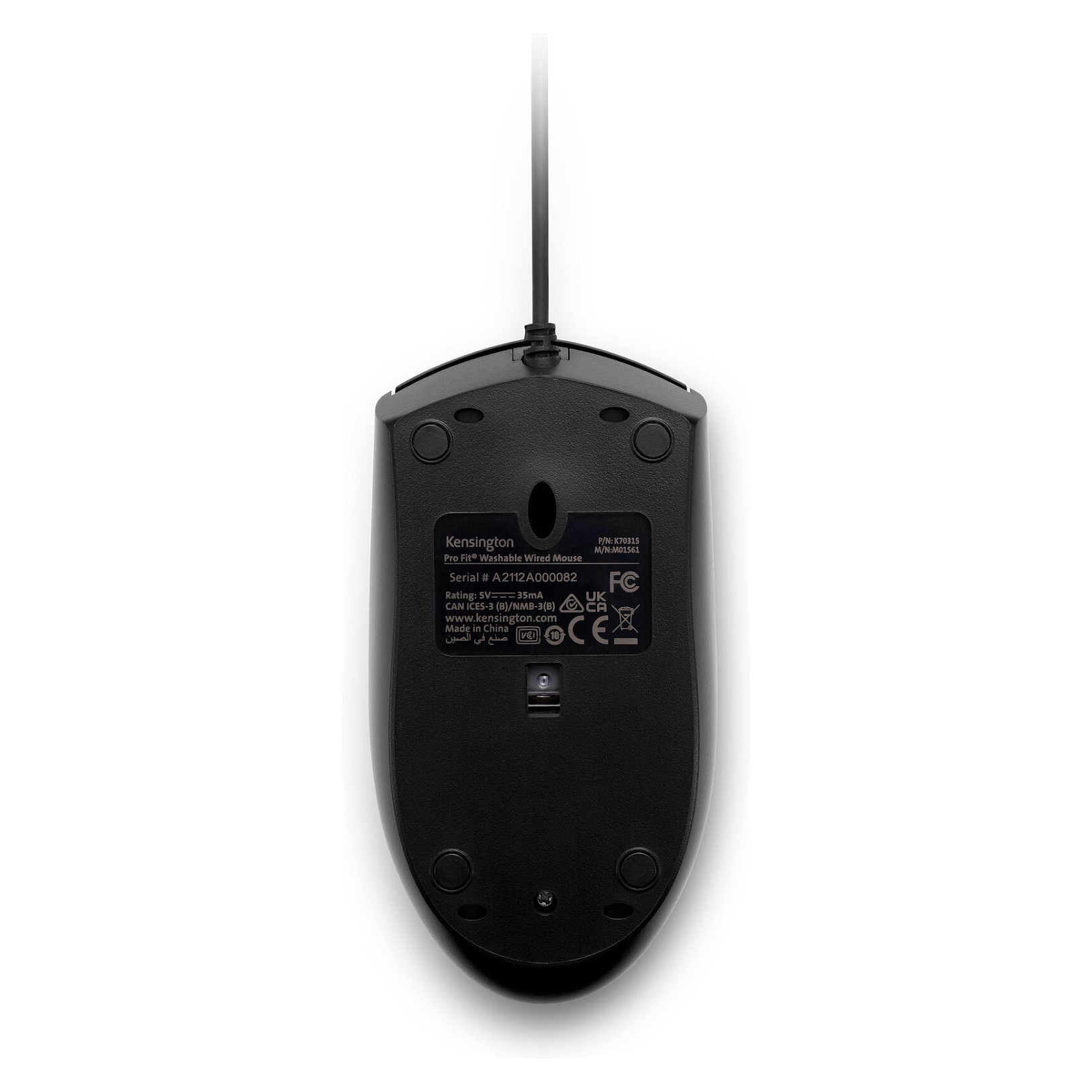 Maus me Kabllo Kensington Pro Fit Washable / Optik / 1600 DPI / 3 Butona / USB / IP67 - Zezë 8
