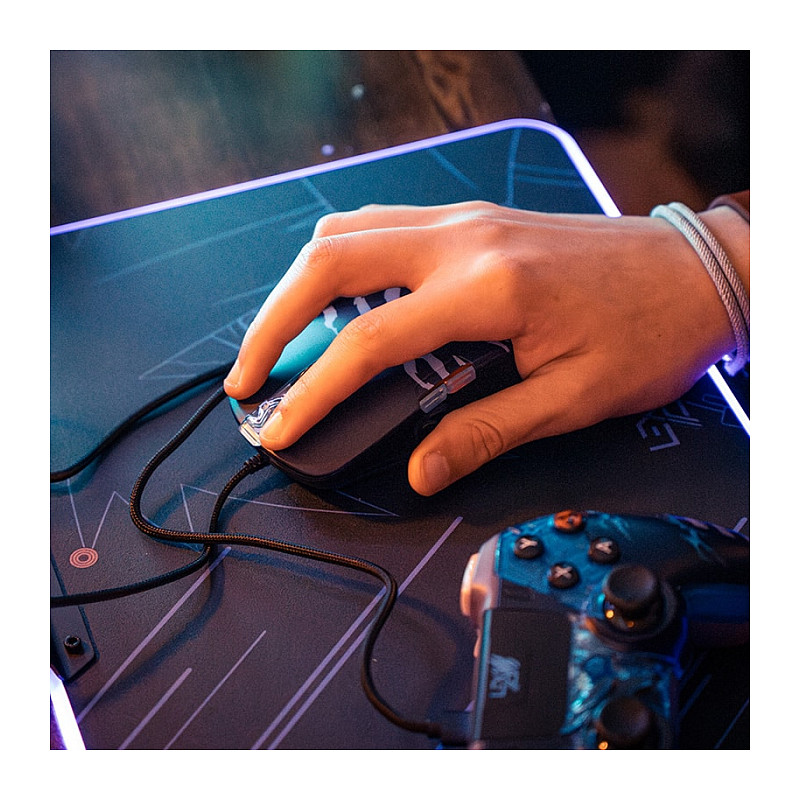 Maus Gaming Lexip Kakashi Kamui, Optik, 12000 DPI, 12 Butona të Programueshëm, Joystick për Gishtin e Madh, RGB LED, USB-A me Kabllo – Blu e Errët, Zezë 2