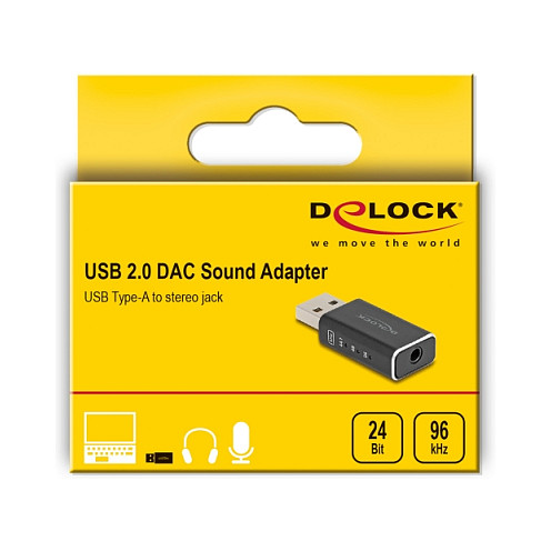Përshtatës Audio USB DeLOCK 68001, USB 2.0 Type-A, Jack 3.5mm, 24-bit/96kHz - Zezë 5