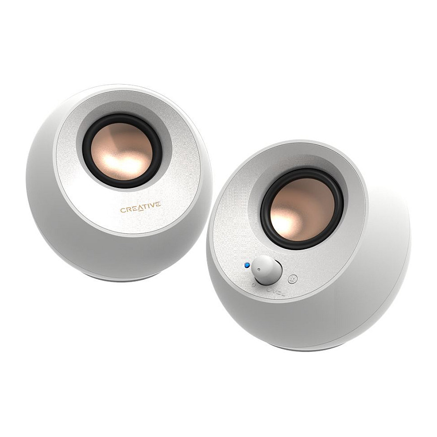 Altoparlantë Creative Labs Pebble V3, 2.0, 8W RMS, Bluetooth 5.0, USB-C, AUX - Bardhë