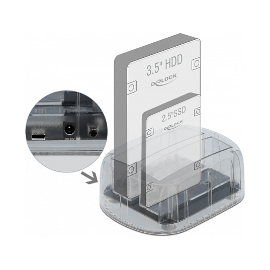 Docking Station DeLOCK / 2×SATA HDD/SSD - Transparente