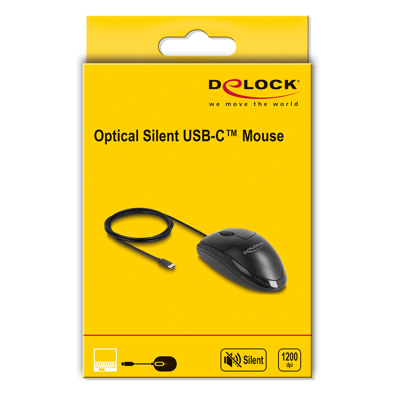 Maus me kabllo Delock Optike USB Type-C Desktop Silent - Zezë thumbnail 3
