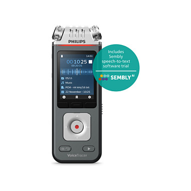 Regjistrues Audio Philips VoiceTracer DVT6115 / 8GB / microSD 32GB / USB-C / Bateri 1000mAh - Gri/Krom 6