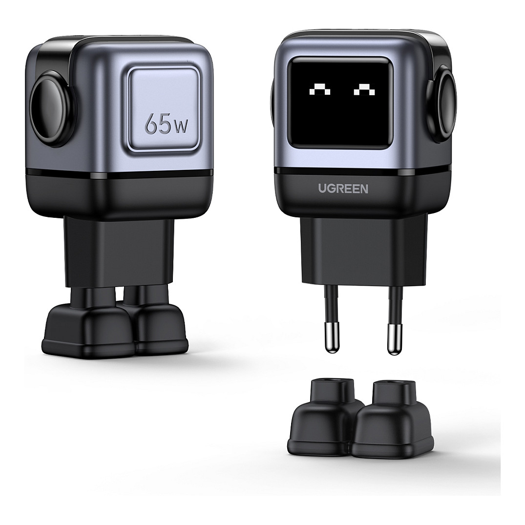 UGREEN Nexode RG Robot GaN 65W – Karikues 2× USB-C + USB-A, LED Display, Fast Charge, E zezë 4