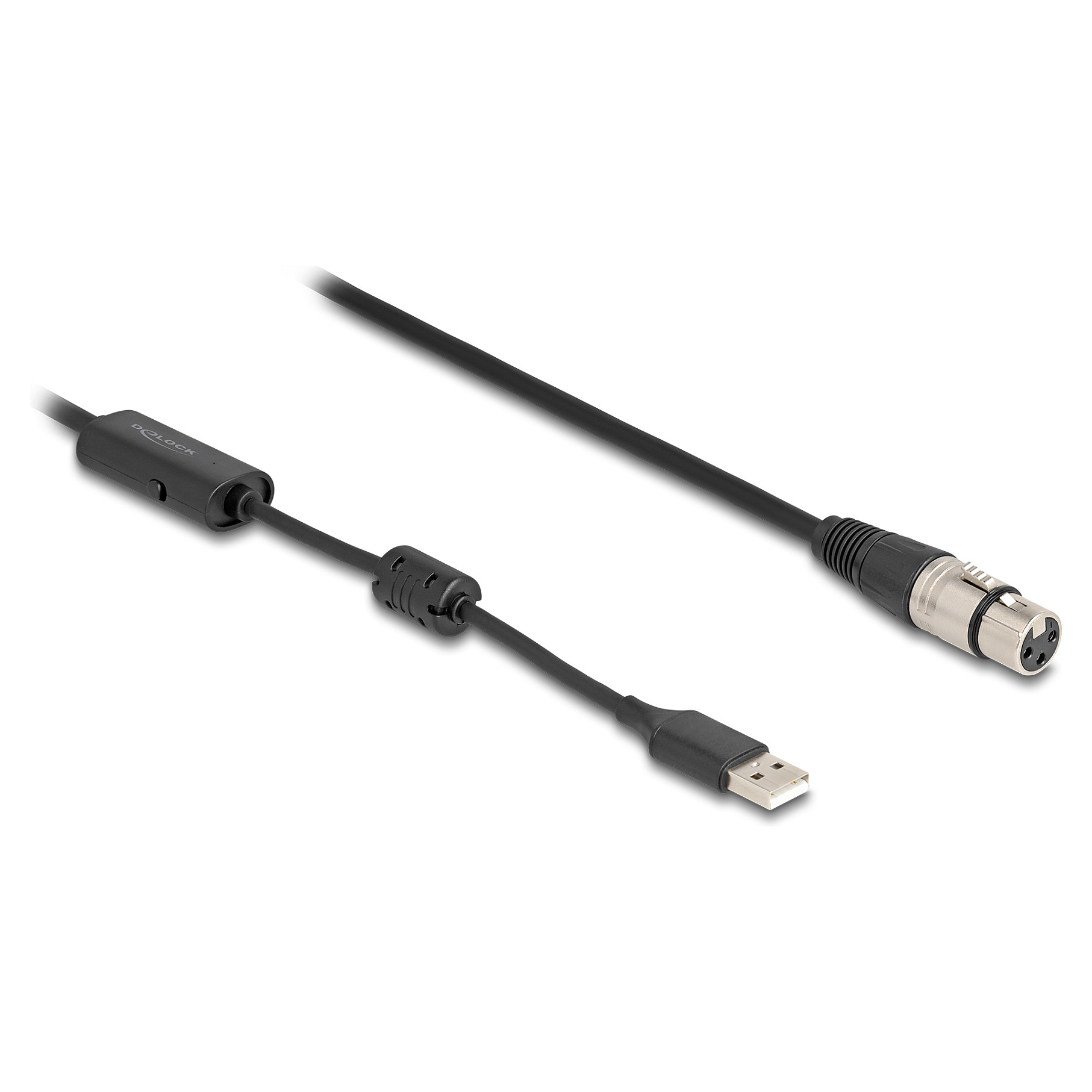 Kabllo Audio DeLOCK 84178, XLR 3-pin në USB-A, 3m, 24-bit/192kHz, +48V Phantom - Zezë/Argjend 2