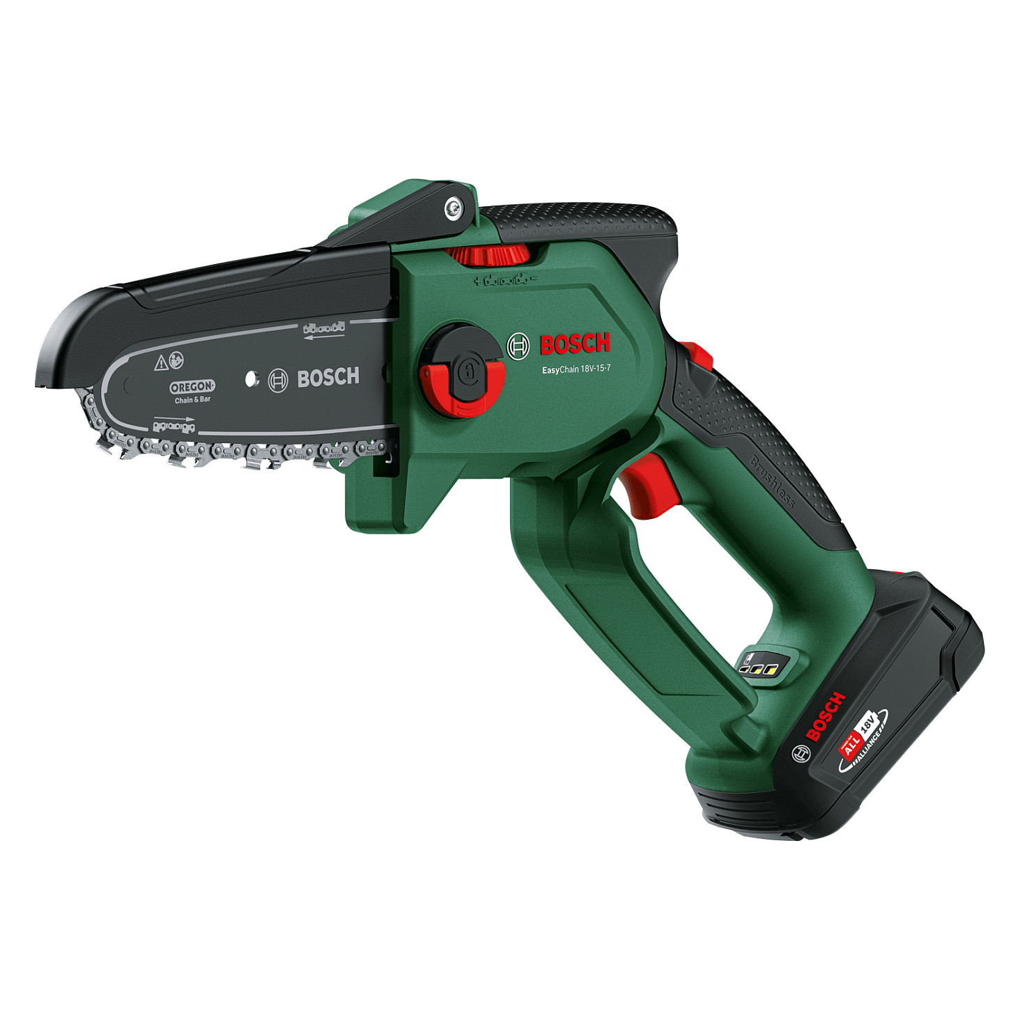 Sharrë Zinxhir me Bateri Bosch EasyChain 18V-15-7, 18V, Shinë 15cm, Shpejtësi Zinxhiri 6.95m/s, Kapacitet Prerjeje 130mm - Gjelbër/Zezë