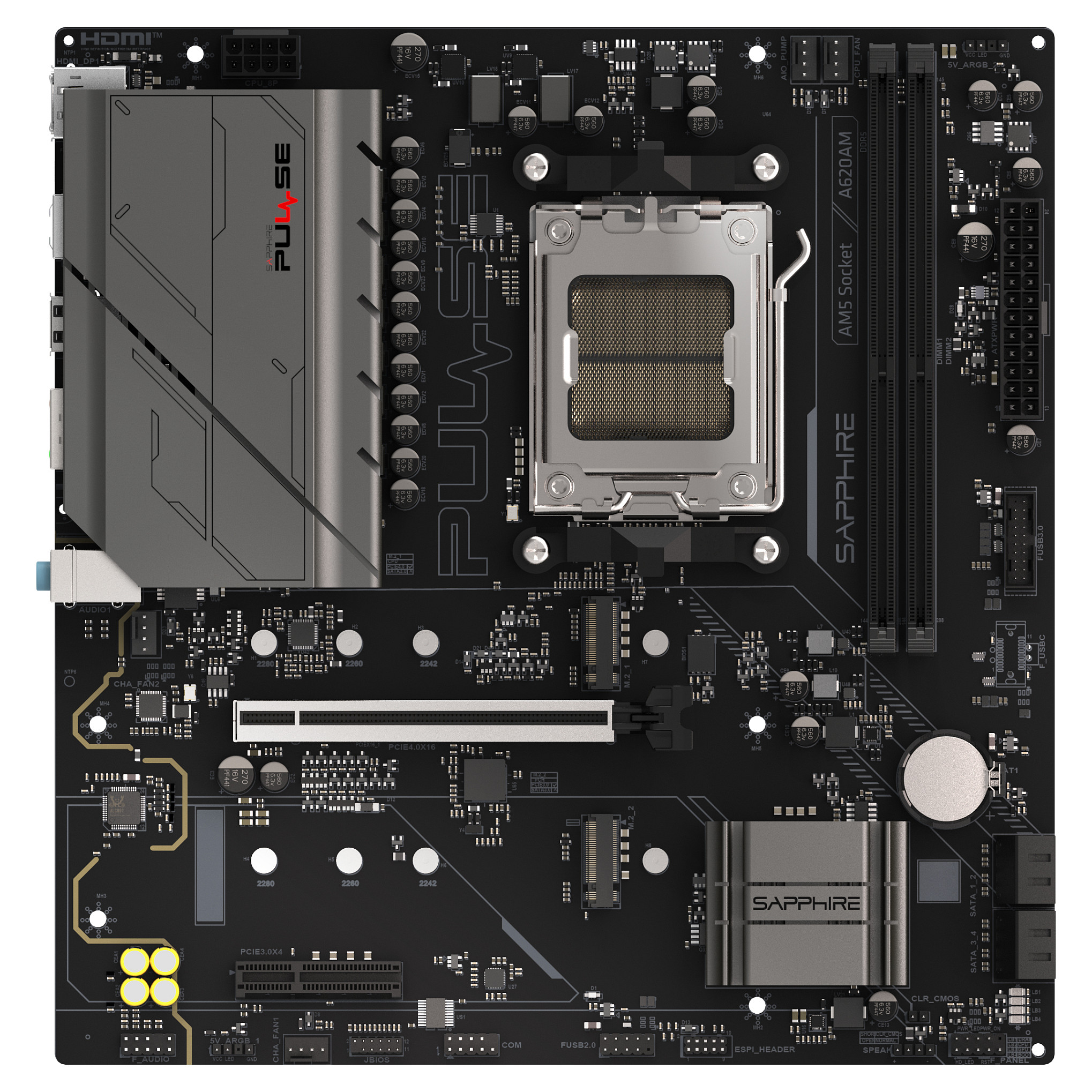 Pllakë Amë AMD AM5 SAPPHIRE PULSE A620AM / DDR5 / mATX / HDMI+DP
