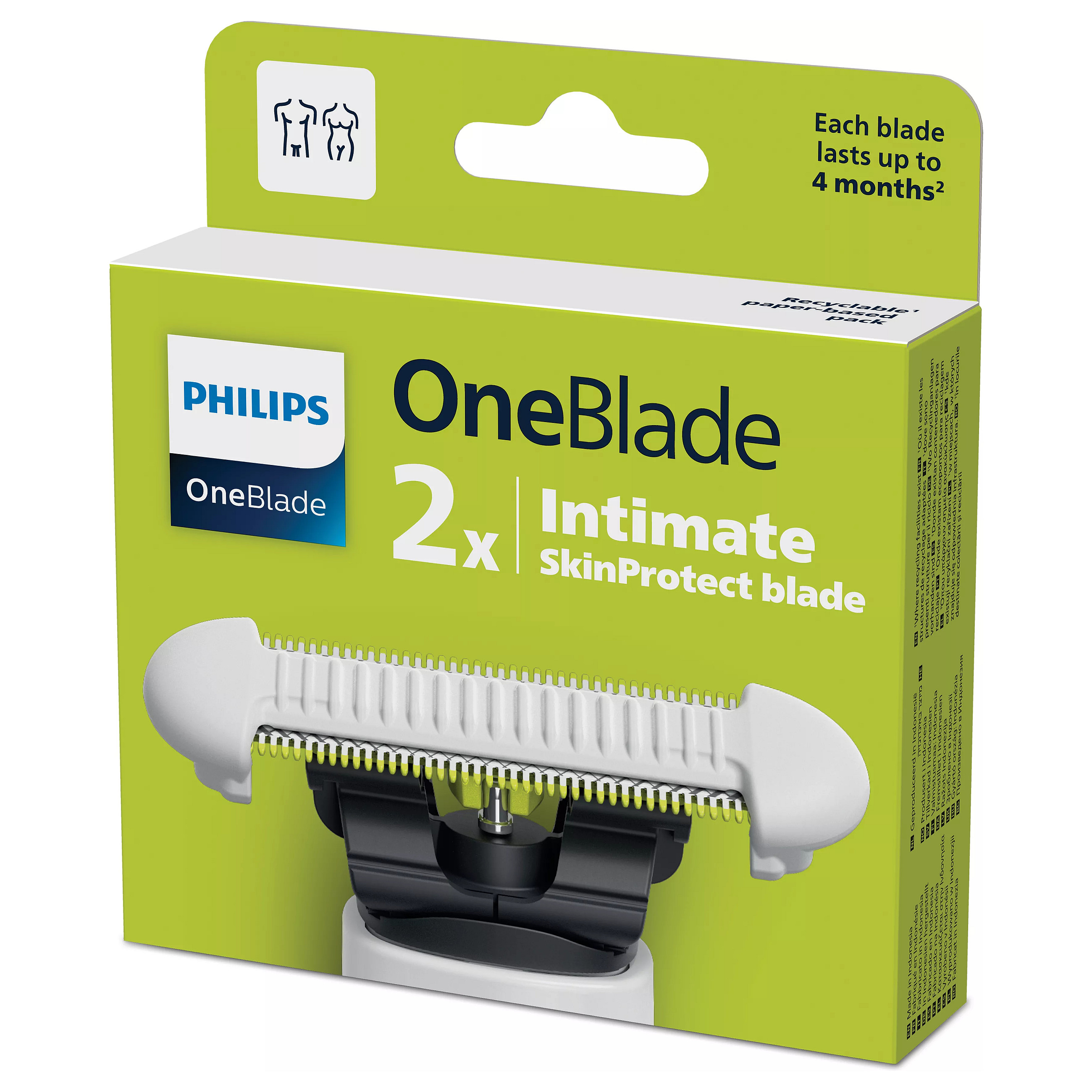 Teh zëvendësues për makinë rroje Philips OneBlade QP229/52 / SkinProtect / 2 Anë Prerëse / Wet & Dry / IPX7 / 2 Copë - Bardhë/Gjelbër 6