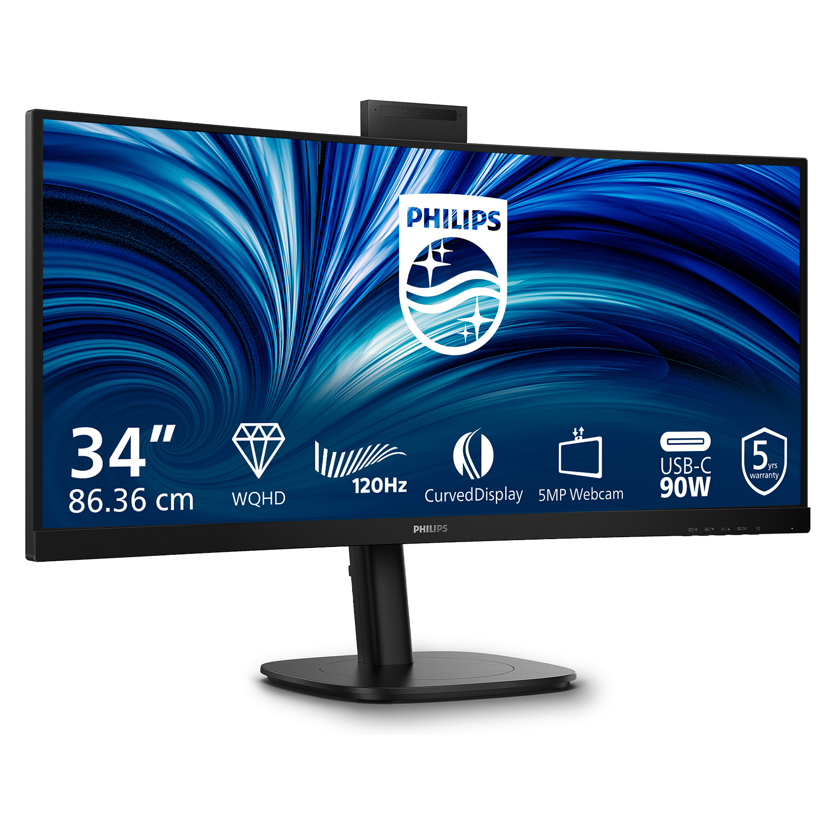 Monitor Philips 34B2U3600CH / 34" / Wide Quad HD VA LCD / 120 Hz / 4ms / USB-C + HDMI + DP / Curved - Zezë thumbnail 3