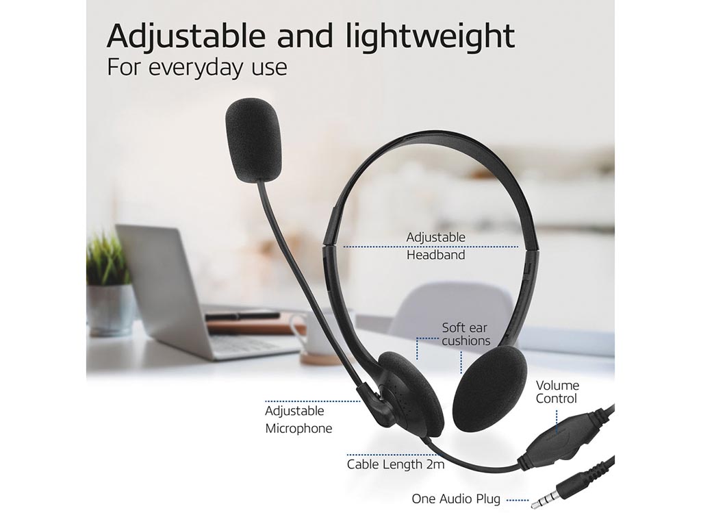 Kufje me Kabllo ACT AC9330, On-Ear, Stereo, 3.5mm, Mikrofon, Kabllo 1.8m - Zezë 3