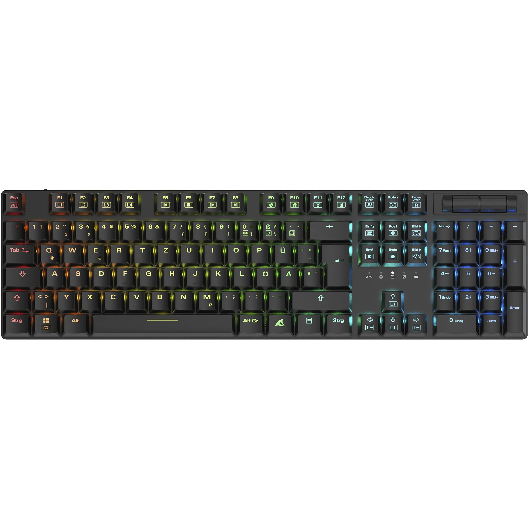 Tastierë Gaming Sharkoon PureWriter W100 / Wired / 105 Keys / Huano Linear Silent / USB-C + 2.4 GHz Wireless / RGB - Zezë 3