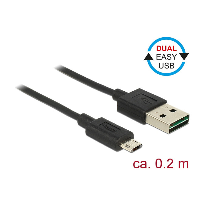 Kabllo USB DeLOCK 84804, USB-A në Micro-B, 20 cm, USB 2.0, EASY-USB – Zezë 2