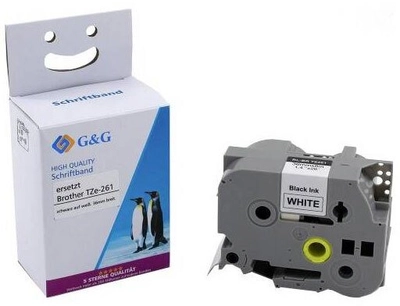 Shirit për Printer G&G BB-B-G-261 / Kompatibil me Brother TZe-261 / I Laminuar / 36 mm × 8 m / Bardhë