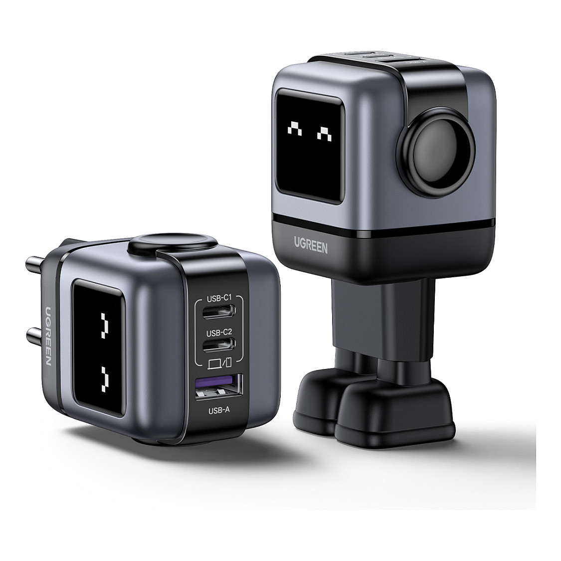 UGREEN Nexode RG Robot GaN 65W – Karikues 2× USB-C + USB-A, LED Display, Fast Charge, E zezë 5