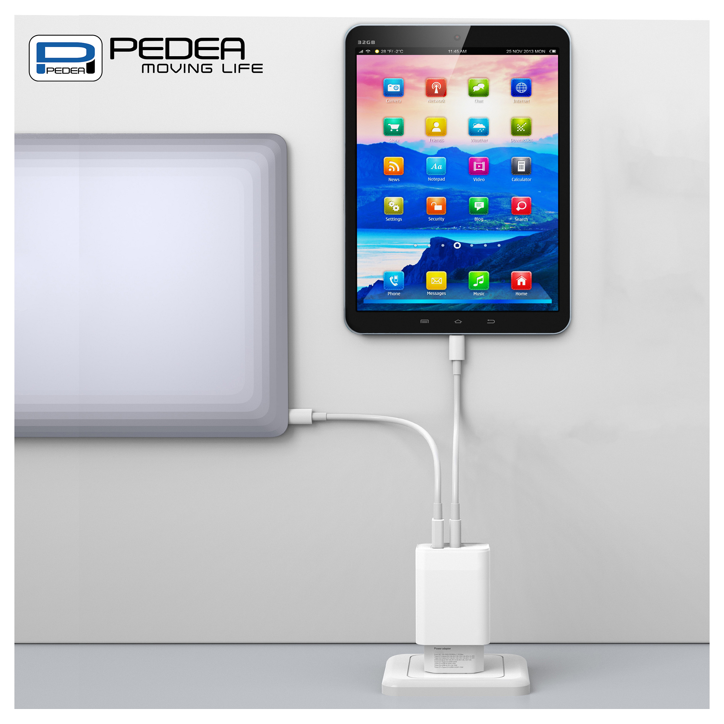 Karikues PEDEA Dual Mini / USB-C, USB-A / PD / 30W – Bardhë thumbnail 5
