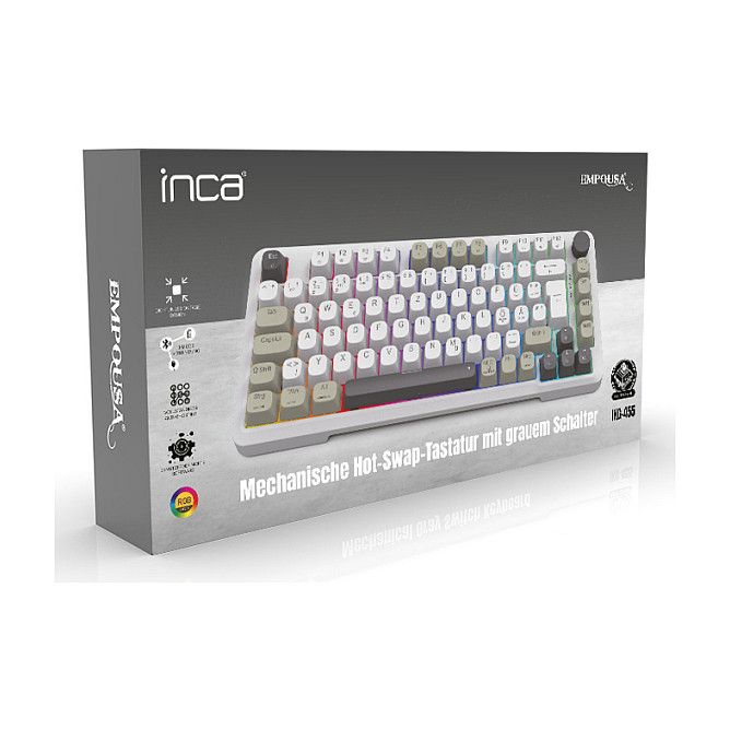 Tastierë Gaming Inca IKG-455 / Wired & Wireless / QWERTY / Mekanike / RGB LED / USB + RF Wireless + Bluetooth - Bardhë 8