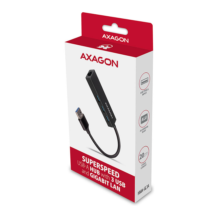 Hub USB-A AXAGON HMA-GL3A, 3× USB-A 5Gbps, Gigabit Ethernet, microSD - Zezë 7