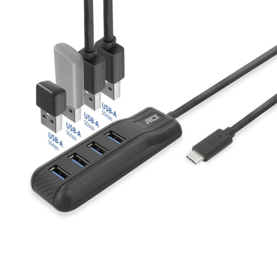 Hub USB-C ACT AC6420, 4x USB-A 3.2 Gen 1, 5 Gbps, Kabllo 50 cm, Korpus ABS – Zezë 2