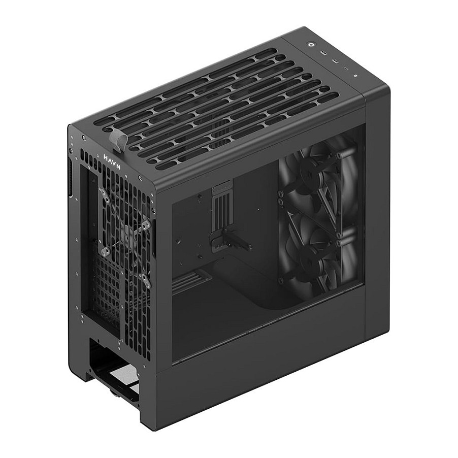 Kasë HAVN BF 360 / E-ATX Mid-Tower / 2xUSB Type-A + USB Type-C / Xham i Temperuar + Panel Mesh – Zezë thumbnail 5