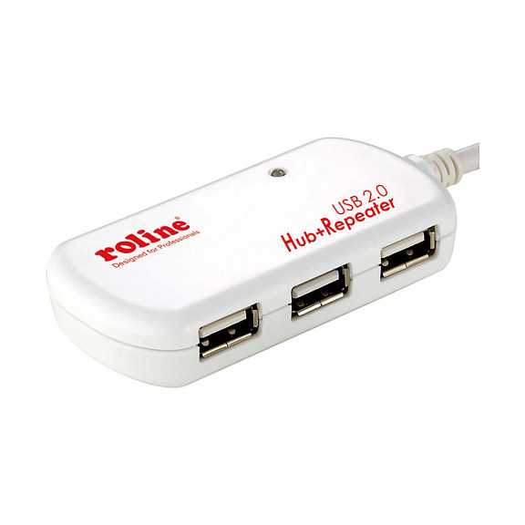 Hub ROLINE 12.04.1085, 4x USB-A, USB 2.0, 480Mbps, Repeater, 12m - Bardhë 3