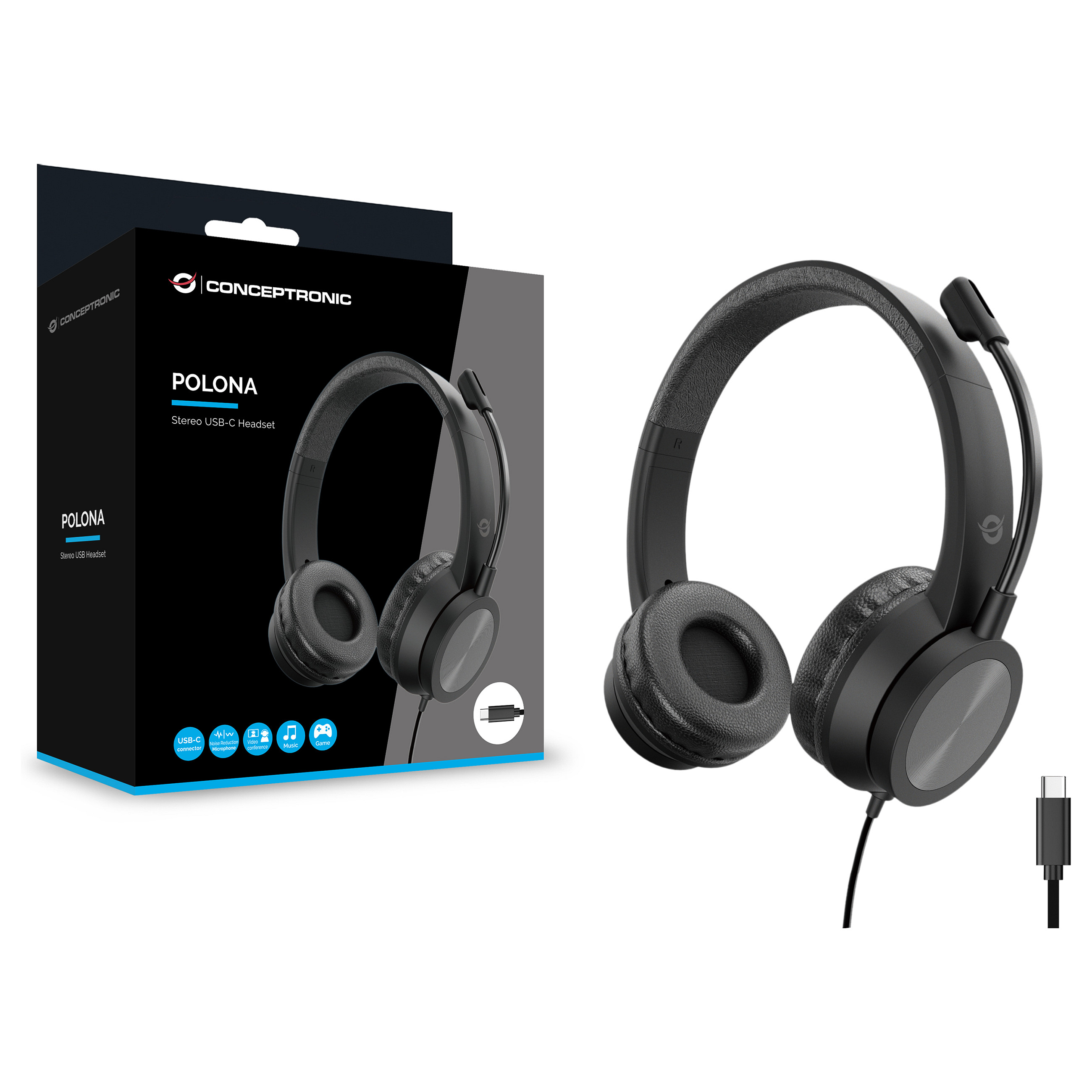 Kufje me kabllo Conceptronic POLONA05BC / USB-C / Stereo - Zezë 7