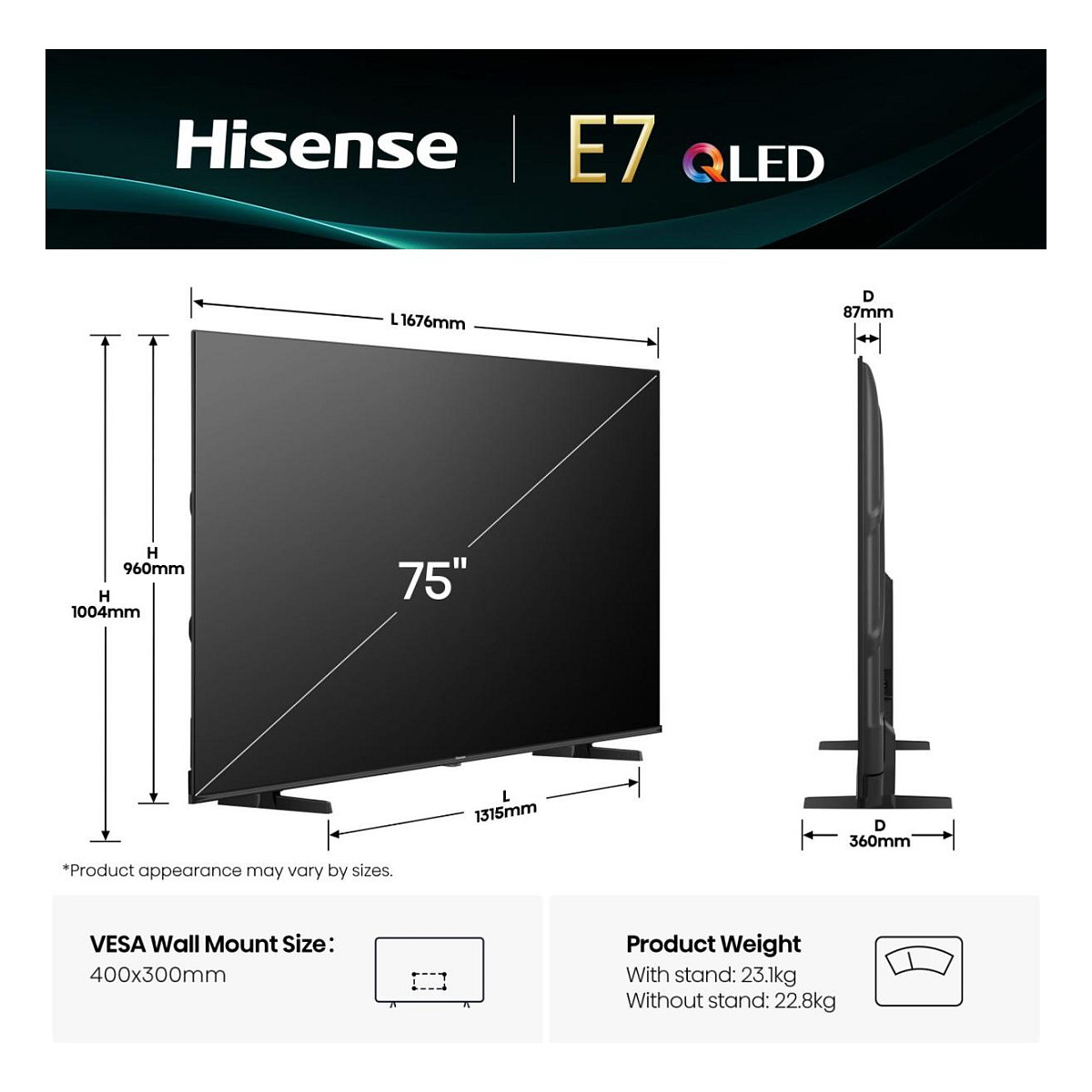 Smart TV Hisense 75E77Q / 75"/ 4K UHD / QLED / 60Hz / HDMI+USB+HDR10+ - Zezë 2