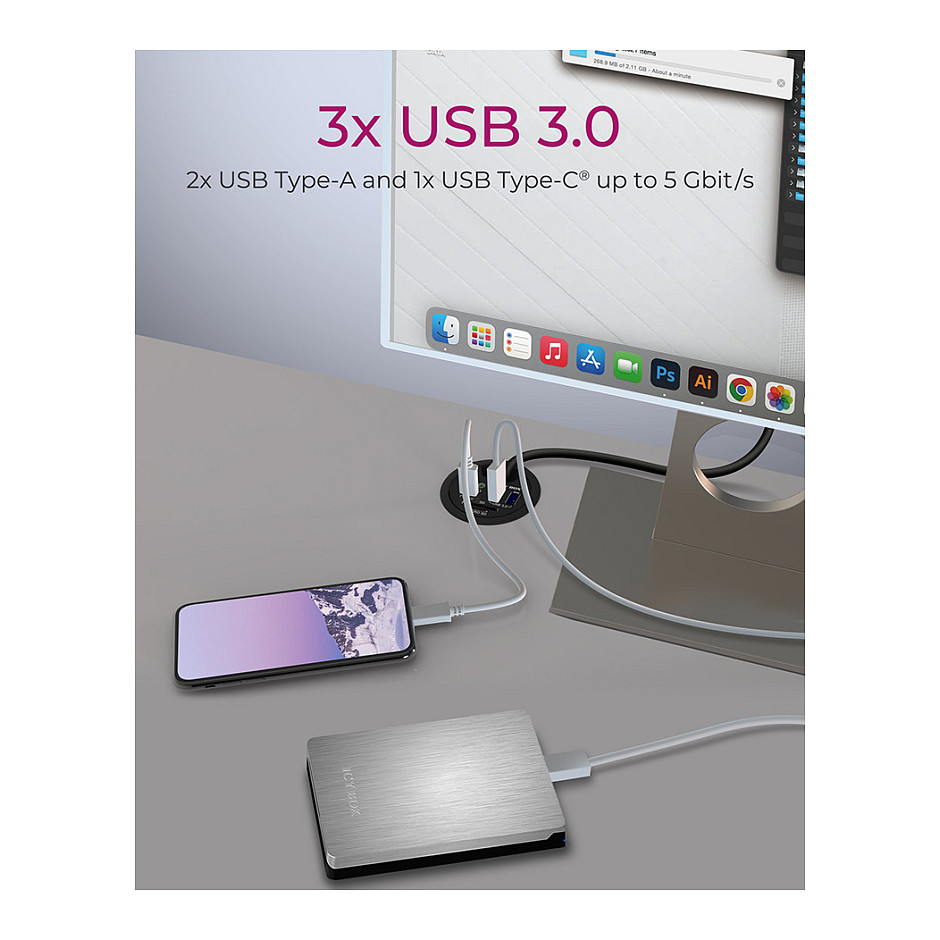 HUB ICY BOX Desktop / 2 Card Readers / Audio In/Out / Charging Function / LED thumbnail 4