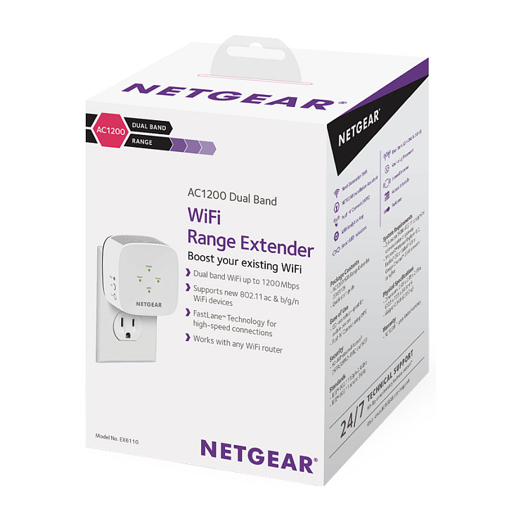 NETGEAR EX6110 AC1200 Wi-Fi 5 Range Extender / Dual-Band / 300+867Mbps / 10/100Mbps LAN 7