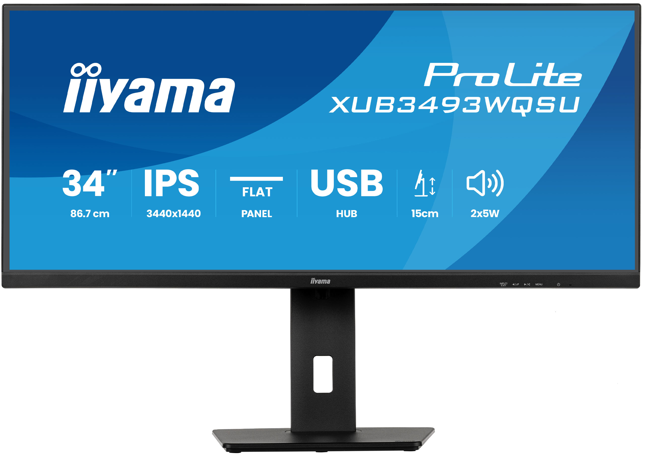Monitor iiyama ProLite XUB3493WQSU-B6, 34", UWQHD IPS, 120Hz, 1ms, 2xHDMI+DP+USB - Zezë