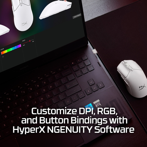 Maus Gaming HyperX Pulsefire Haste 2 Mini / Wireless / 26.000 DPI / 650 IPS / 59g / 2.4GHz + Bluetooth / USB-C – Bardhë 6