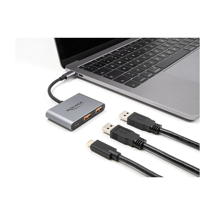 Hub USB DeLOCK 64337 / 3 Porta / 1× USB-C + 2× USB-A / 10 Gbps / 0.1 m - Gri 3