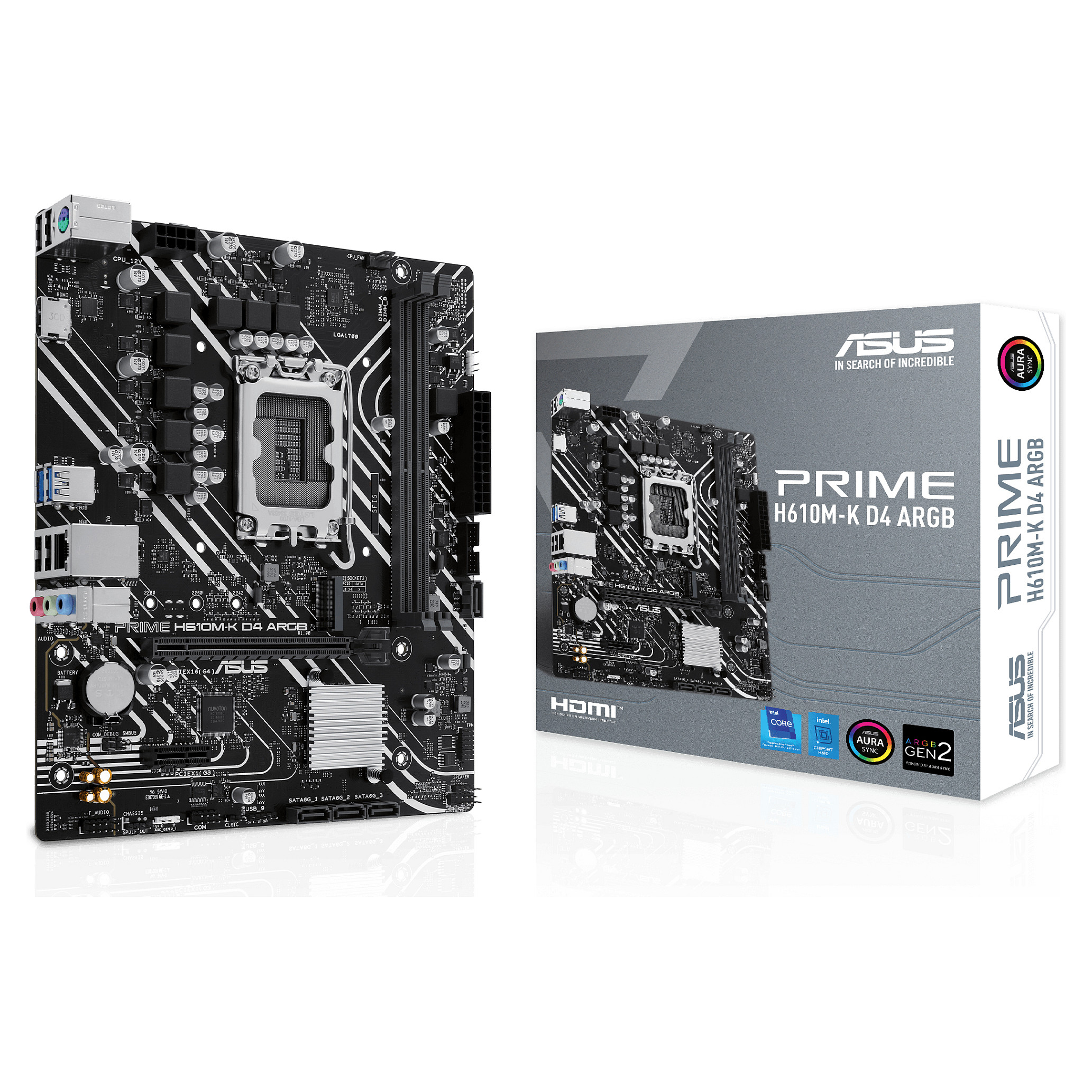Pllakë Amë MB Intel MB ASUS PRIME H610M-K D4 ARGB / LGA 1700 / DDR4 / mATX