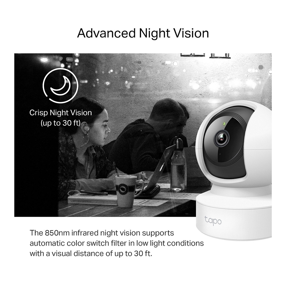 TP-Link Tapo C212 – IP Security Camera, 2K 3MP, Pan/Tilt 360°, Wi-Fi & Ethernet, microSD 512GB – E Bardhë thumbnail 3