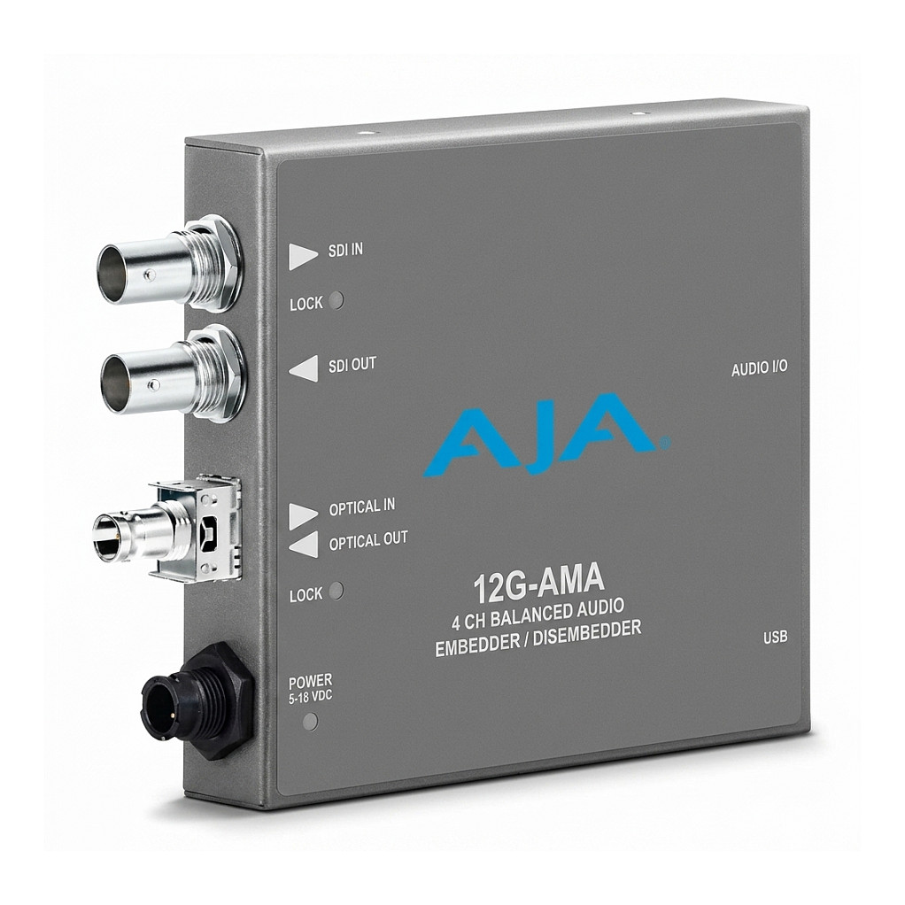 Konvertues Audio AJA 12G-AMA, 12G-SDI, 4 Kanale Audio Analoge, Embedder/Disembedder 4