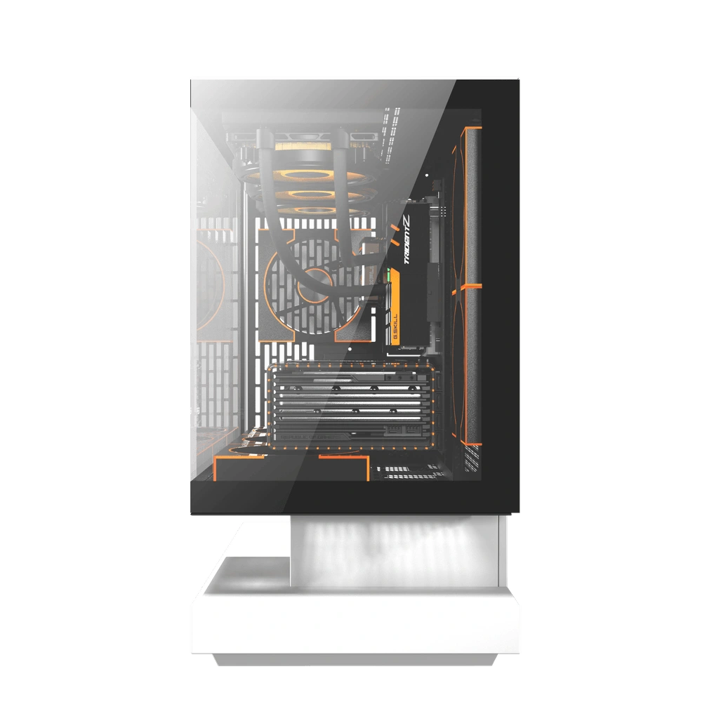 Kasë Darkflash FLOATRON F1 / M-ATX Mid-Tower / 6x120mm ARGB / USB Type-C / Xham i Temperuar / Floating Design – Bardhë 3