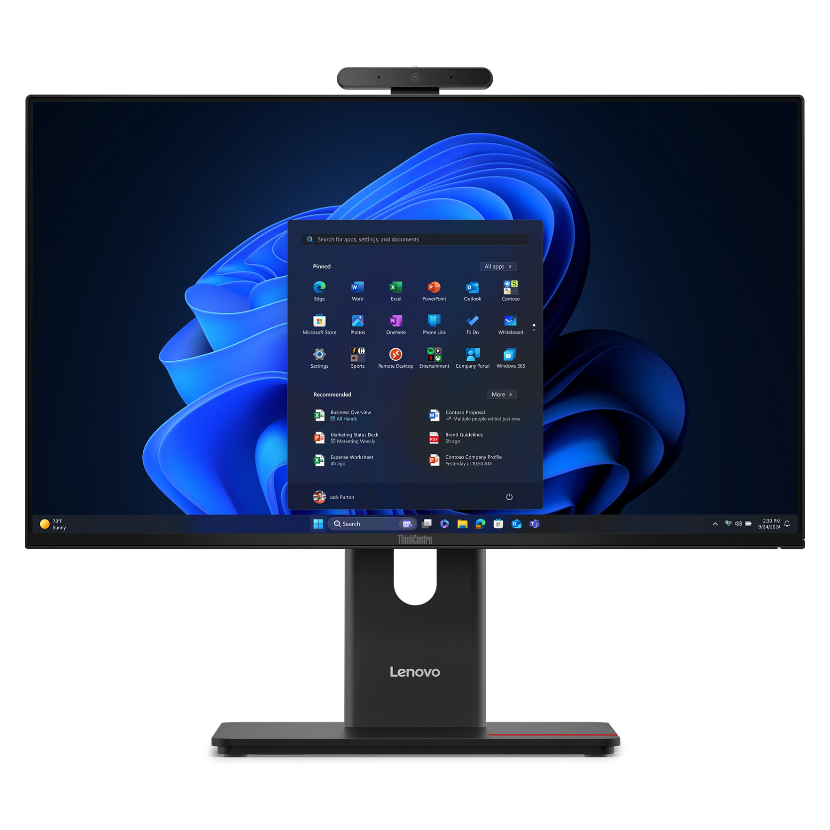 AIO Lenovo ThinkCentre M70a 24 Gen 6, Ultra 5 235T, 16GB DDR5, 512GB, 23.8" FHD IPS 120Hz, Intel Graphics, Tastierë & Maus - Zezë