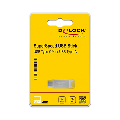 USB Flash Drive STICK DELOCK USB 3.2 Gen 1 USB-C + Typ-A 32GB - Silver thumbnail 4