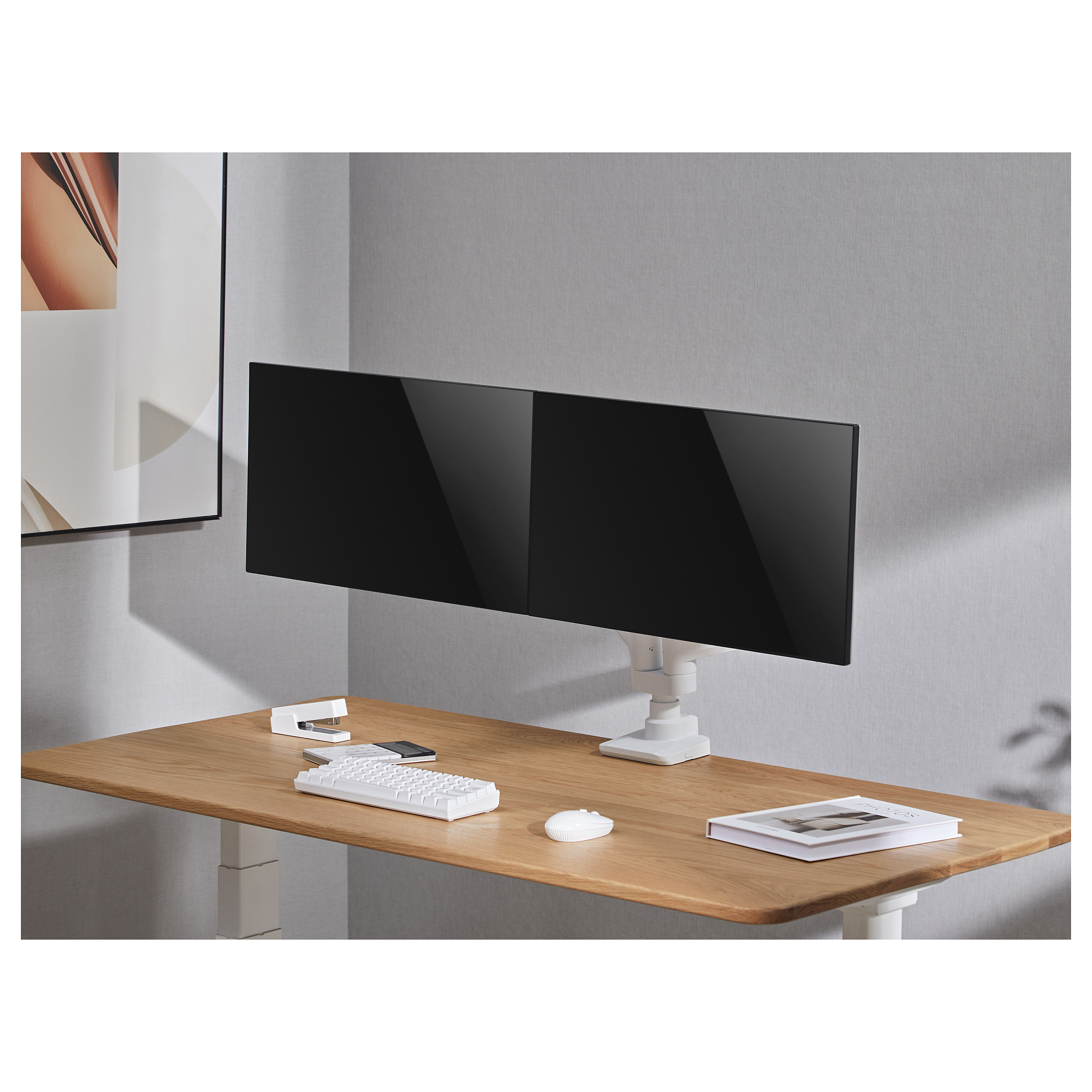 Mbajtëse për Monitor Equip 650183 / 2 Monitorë / 17–35" / deri 20kg për Monitor / VESA 75x75 & 100x100 / Gas Spring / Rotacion 360° - Bardhë 5