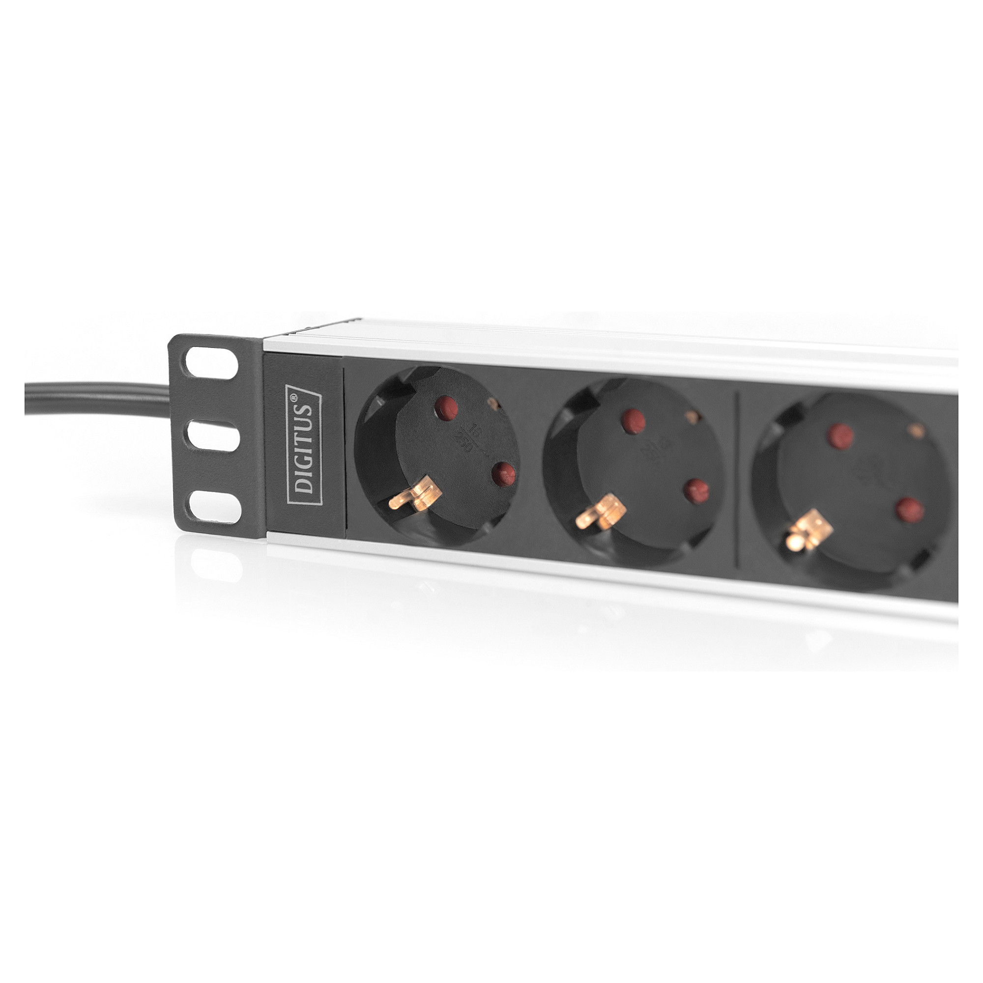 DIGITUS DN-95418 – Zgjatues Rryme Rack 10", 4 Priza, 16A, 4000W, 1U, Profil Alumini – E Zezë 3