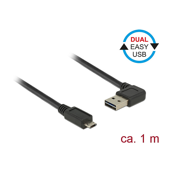 Kabllo USB DeLOCK 85165, USB 2.0, USB-A në USB Micro-B, 1 m - Zezë 2