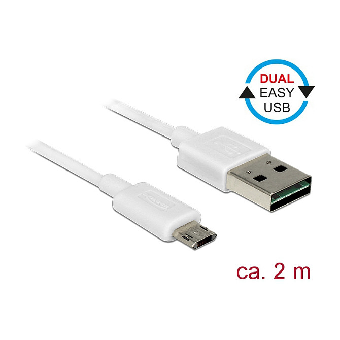 Kabllo USB DeLOCK 84808, USB-A në Micro-B, 2 m, USB 2.0, EASY-USB – Bardhë 2