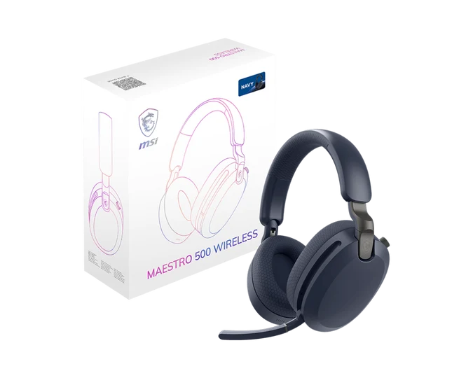 Kufje Gaming MSI MAESTRO 500 Wireless / 2.4GHz / Bluetooth 5.4 / 3.5mm / 40mm / 20-40000Hz / ANC / Beamforming & ENC / 6 Mikrofona - Navy 2