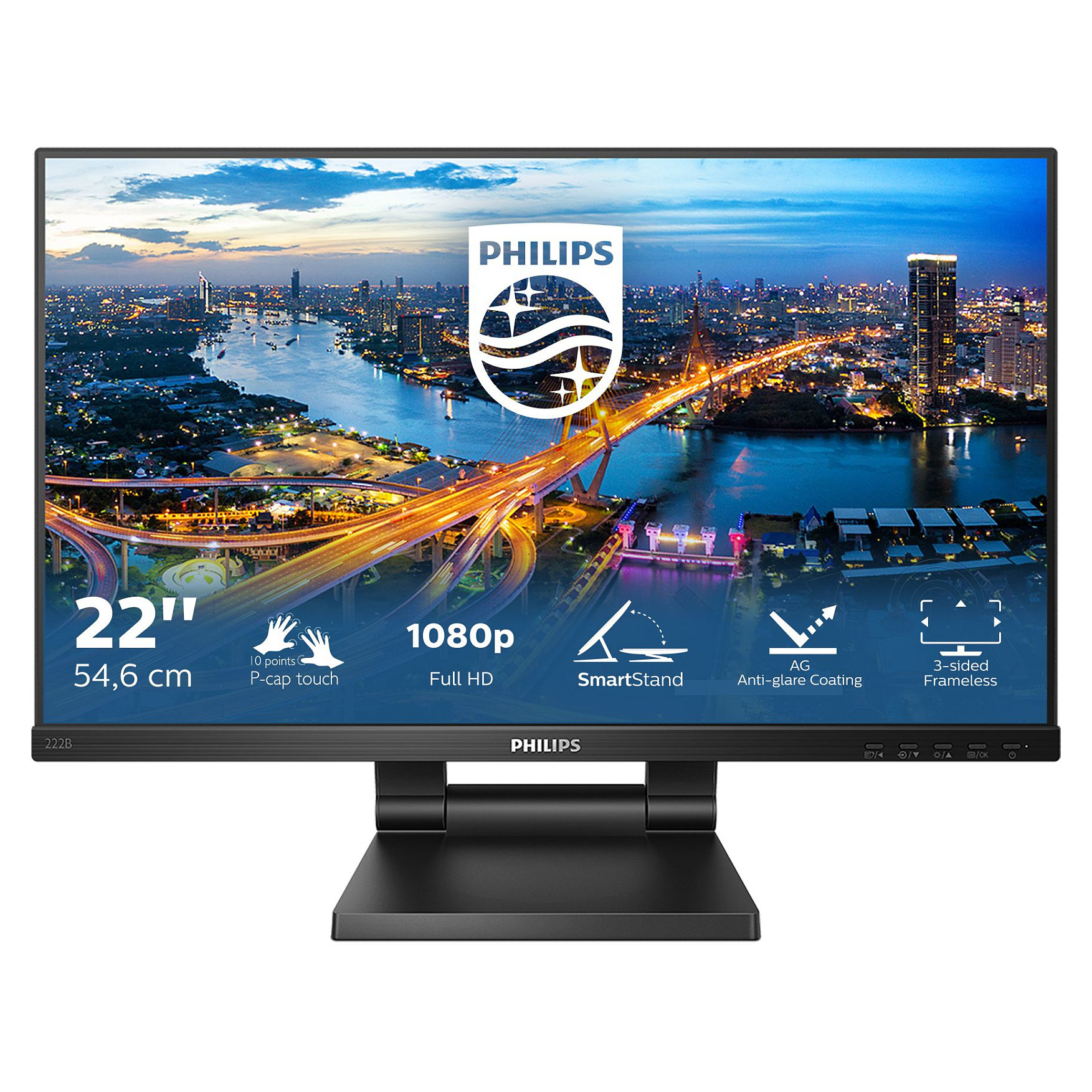 Monitor Philips B Line 222B1TC/00, 21.5", FHD IPS Touch, 75Hz, 4ms, HDMI+DP+VGA - Zezë 2