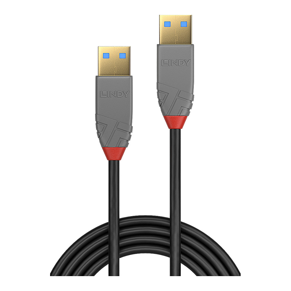 Kabllo USB LINDY 36750, USB 3.2 Gen 1, USB-A Mashkull në USB-A Mashkull, 5Gbps, 0,5m - Zezë 2