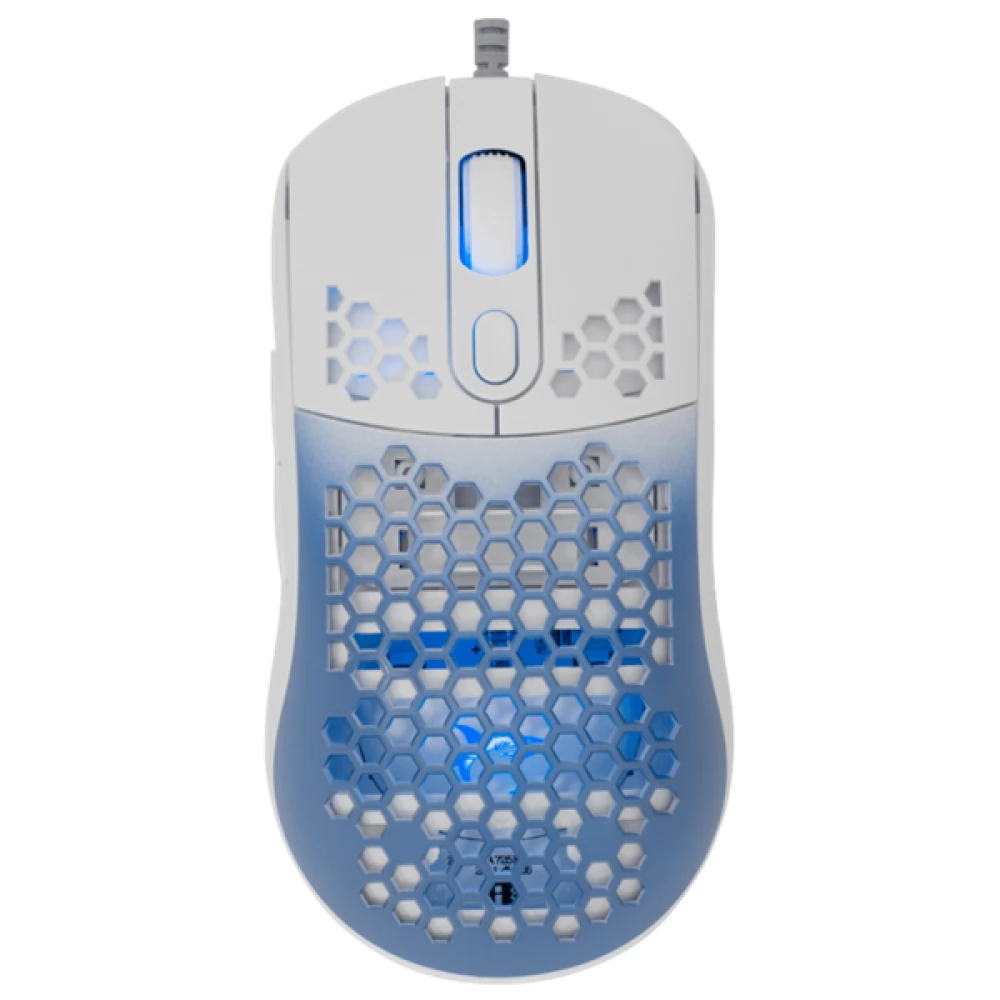 Maus Gaming White Shark Megalodon / Optik / 6D / RGB / 7200 DPI / USB 2.0 / I bardhë dhe I kaltër + Mauspad / 305x250x2mm / I bardhë dhe I kaltër 2