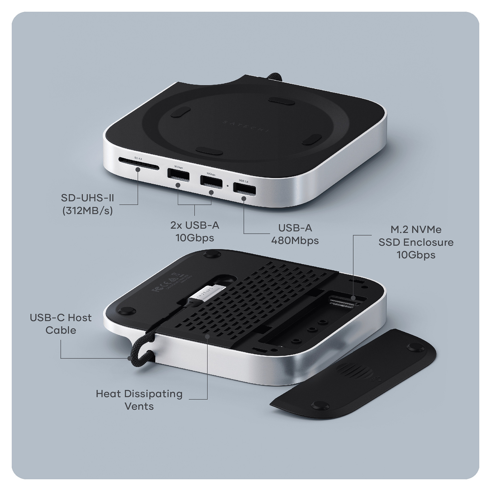 Hub Satechi ST-GNMMES / 3x USB-A / SD / NVMe M.2 SSD – Argjend 6